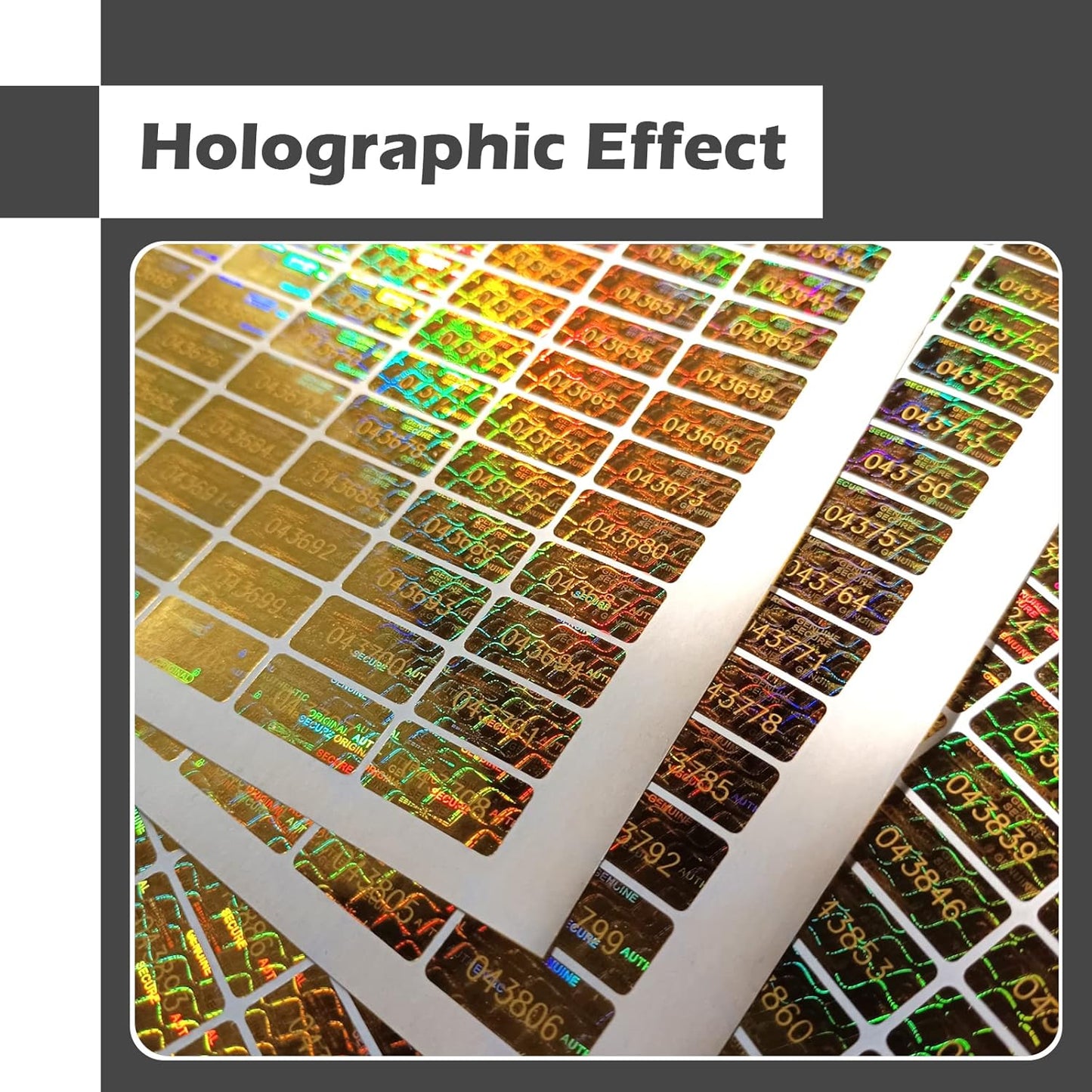 650pcs Tamper Proof Hologram Stickers Security Seal Labels Genuine Guarantee Warranty Void Labels with Unique Serial Number Gold(0.8x0.4inch)