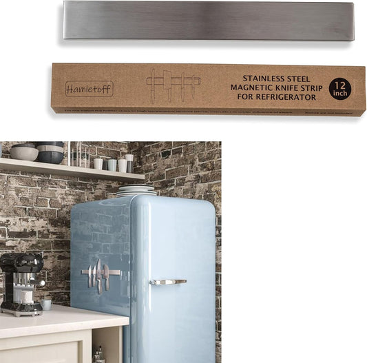 Magnetic Knife Holder for Refrigerator – 12 Inch Professional Double Sided Magnetic Knife Strip for Fridge - Stainless Steel Magnetic Knife Holder for Wall Self Adhesive