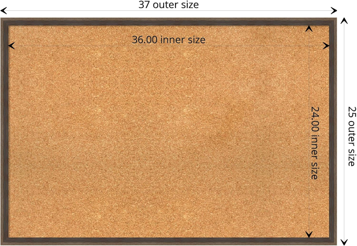 Amanti Art Natural Cork Board for Wall, 25x37 Vision Board with Brown Wood Frame, Large Corkboard Office Decor for Home Organization, Modern Contemporary Corkboard Pinboard to display items for home