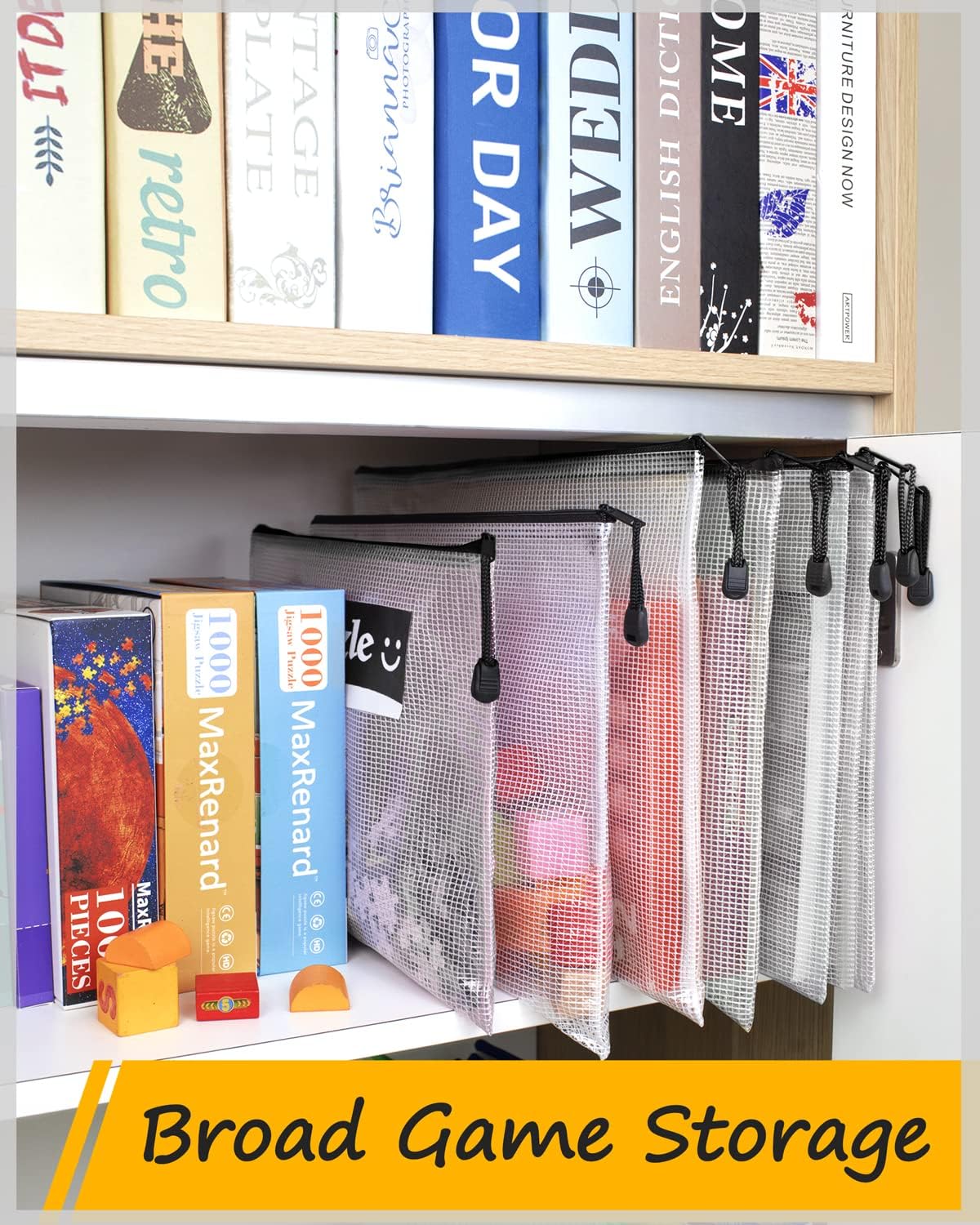 SUNEE Mesh Zipper Pouch 9x13 in (Black, 24 Packs),Extra Large Water-Resistant Zip Bag for School Office Supplies, Puzzles & Games Organizing Storage