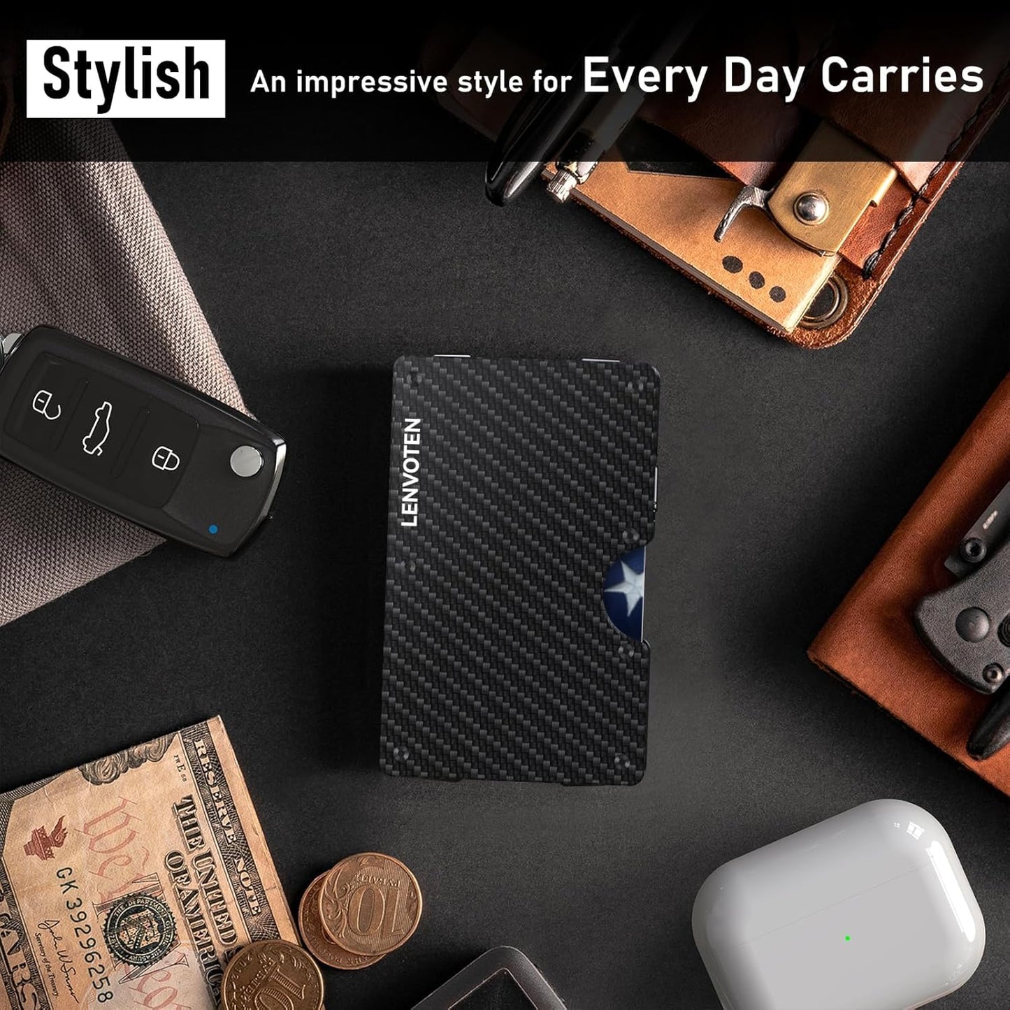 Minimalist Wallet for Men, Metal Wallet with Money Clip, Slim Compact Wallet, RFID Blocking Card Holder, Metal Aluminum Credit Card Holder, Holds up to 20 Cards