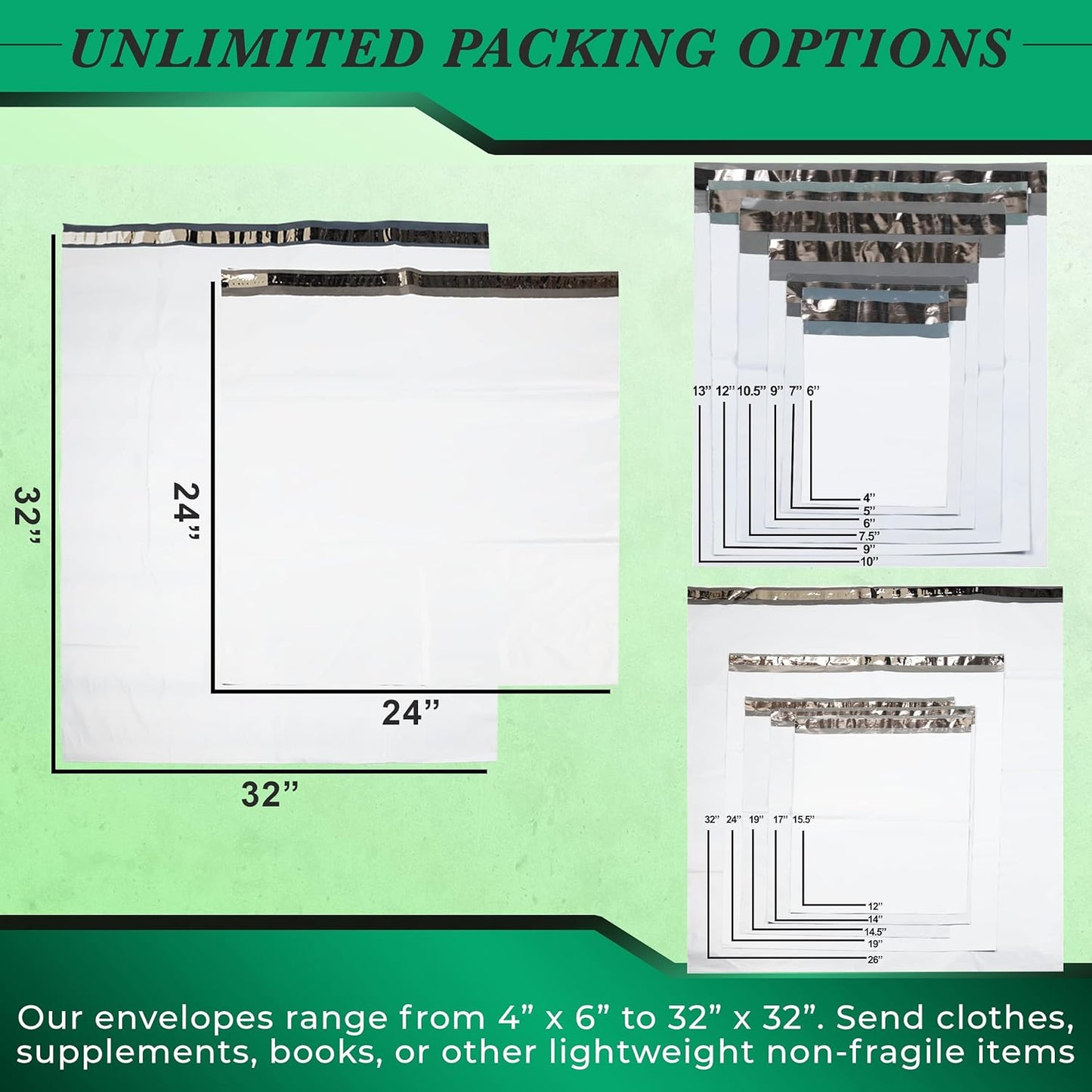 1000 Pack Secure Seal White Poly Mailers - 7.5x10.5 Safe Shipping Bags - E-Commerce Self Sealing 2 Mil Poly Envelopes