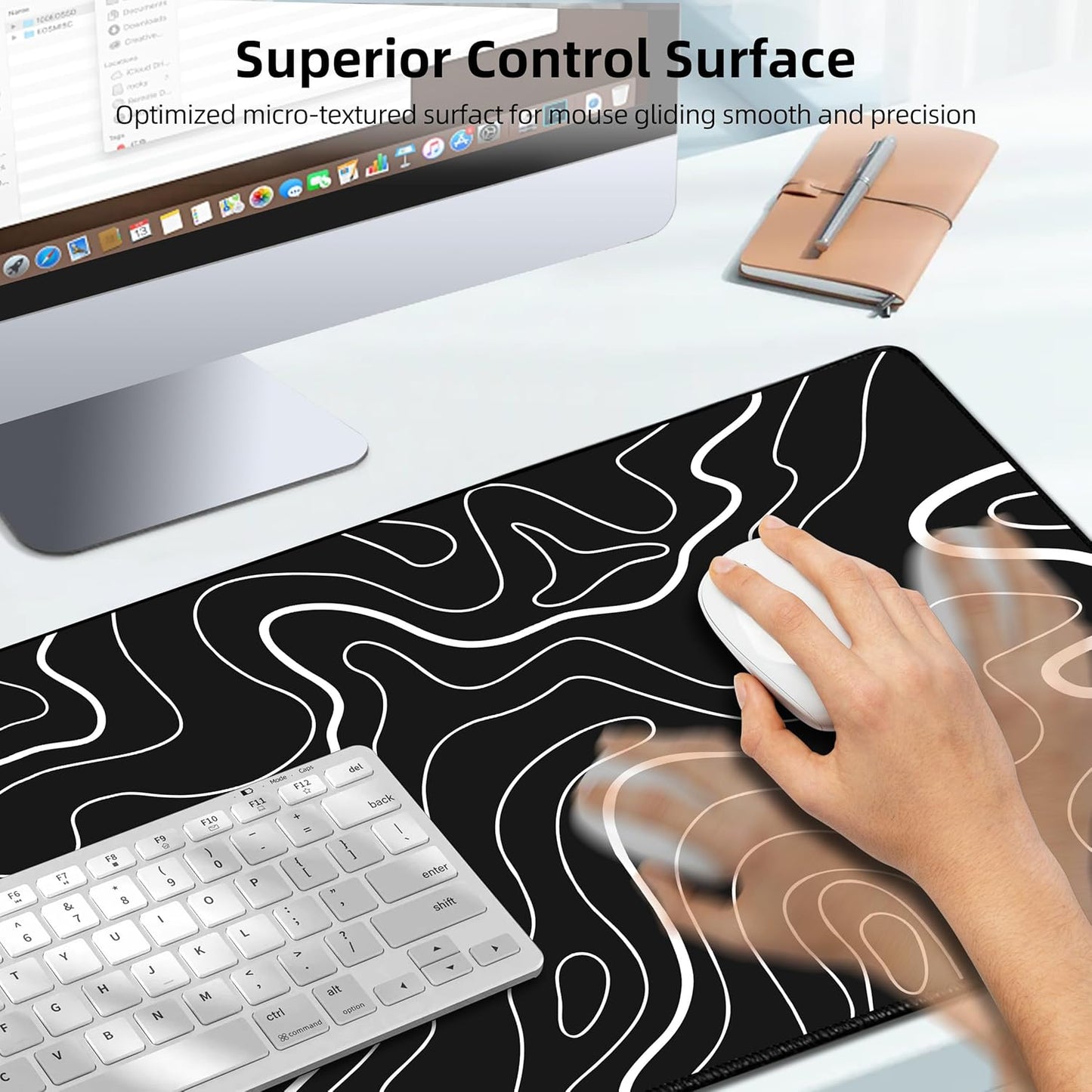 Mouse Pad with Wireless Charging, Gaming Mouse Pad with Ultra-Smooth Surface, Large XXL Desk Mat, Non-Slip Mouse Mat, Waterproof Computer Keyboard Pad for Gaming, Desk, Office, PC, 800x400x4MM, Black