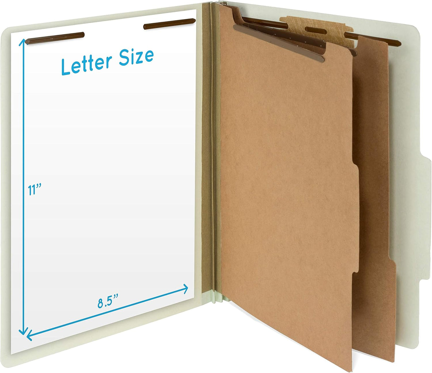 10 Letter Size Gray Green Classification Folders - 2 Divider - 2 Inch Tyvek Expansions - Durable 2 Prongs Designed to Organize Standard Medical Files, Office Reports - Letter Size, Green, 10 Pack