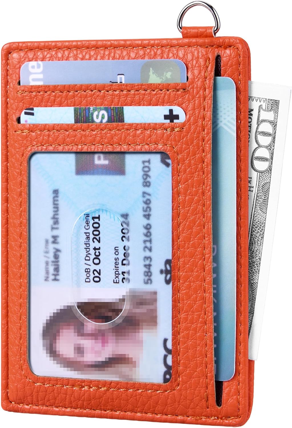 Mayski Slim Wallet, Credit Card Holder for Women, Minimalist Front Pocket RFID Blocking Card Cases, Small Wallet Women Men(Lichee Orange)