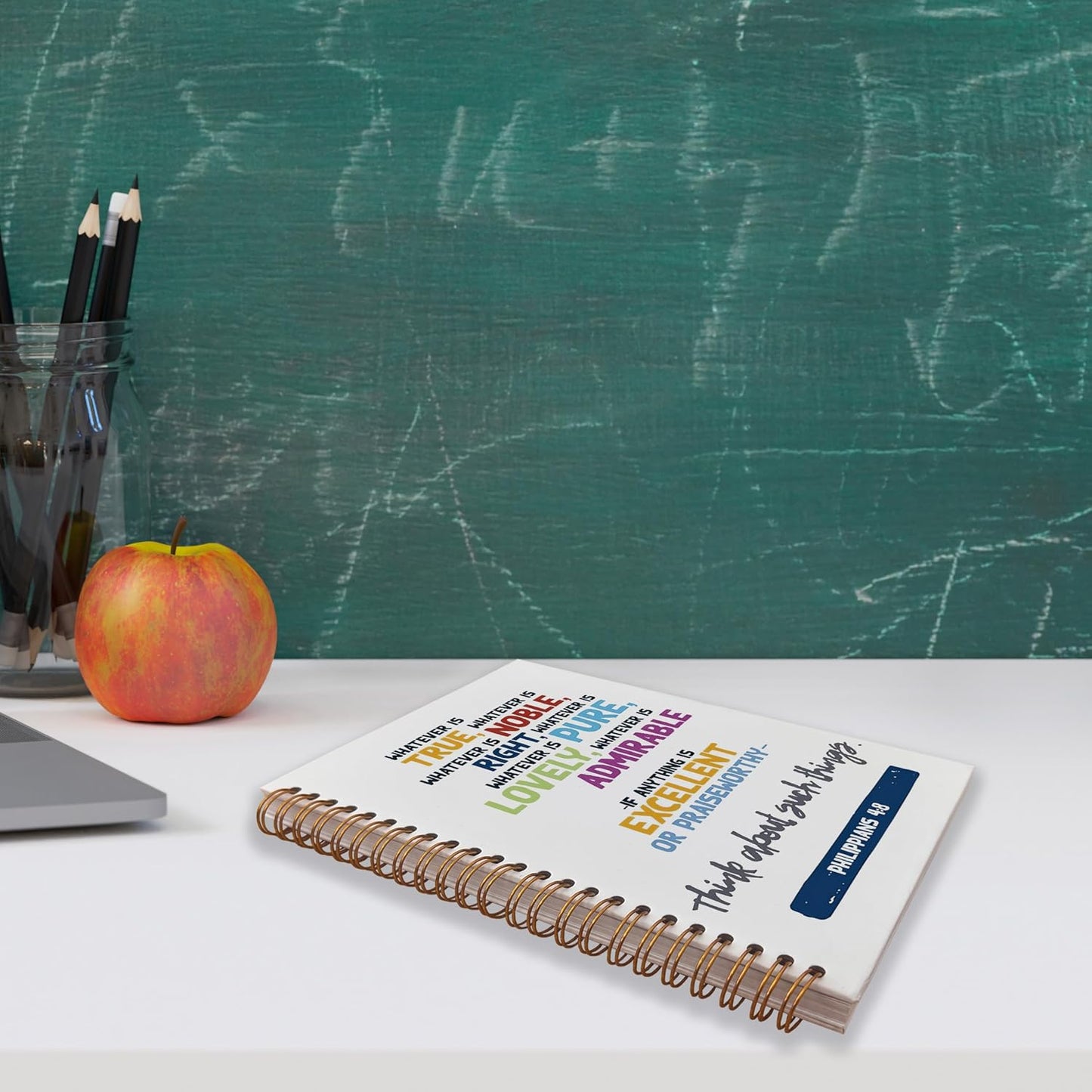 VNWEK Bible Scripture Philippians 4:8 Whatever is True Spiral Notebook Journal 5.5 x 8.3 inches,Christian Lined Hardcover Spiral Notebook,Inspirational Christian Gifts for Women Men Faith Teens