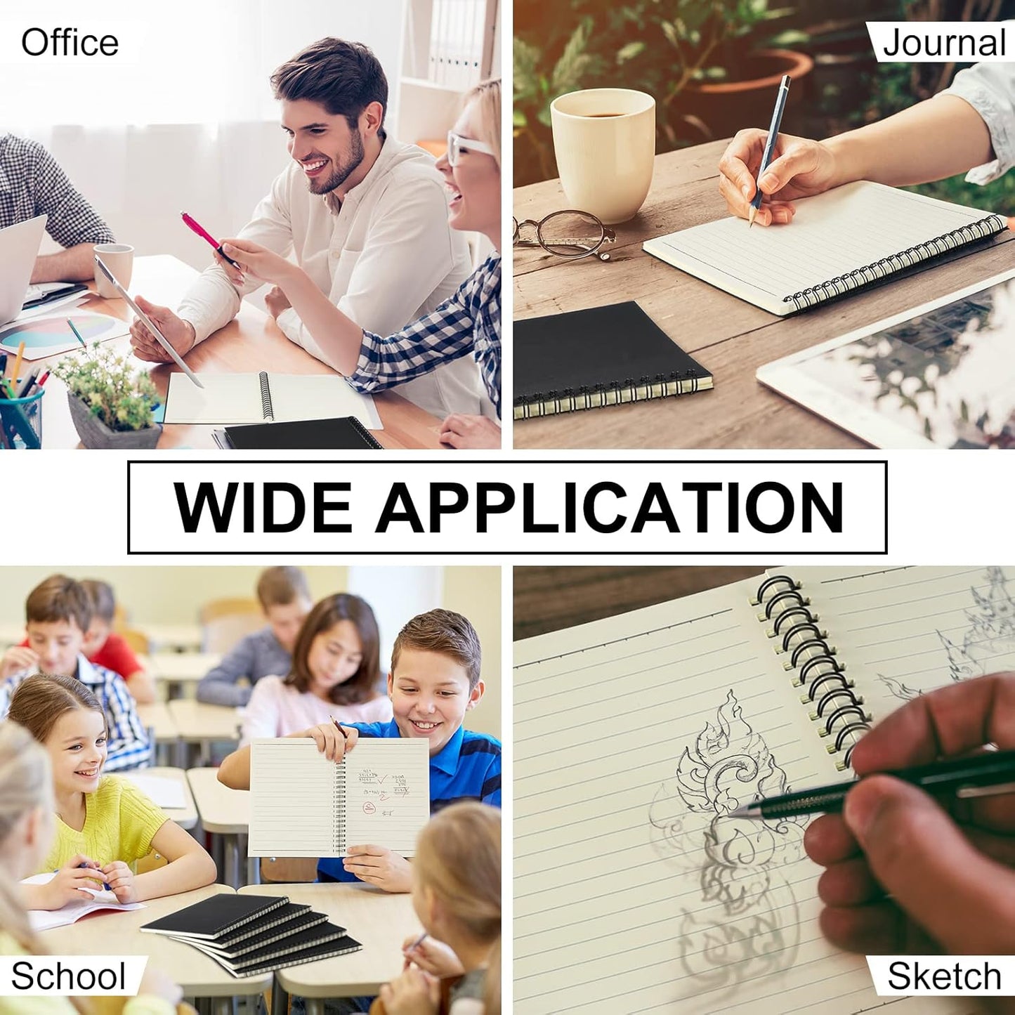 Yahenda Spiral Notebook Bulk A5 Journal Lined 8.3'' x 5.5'' Writing Composition Paper Small Notepad Subject Notebook for Students Office Business Back to School Supplies(Black,108 Pcs)