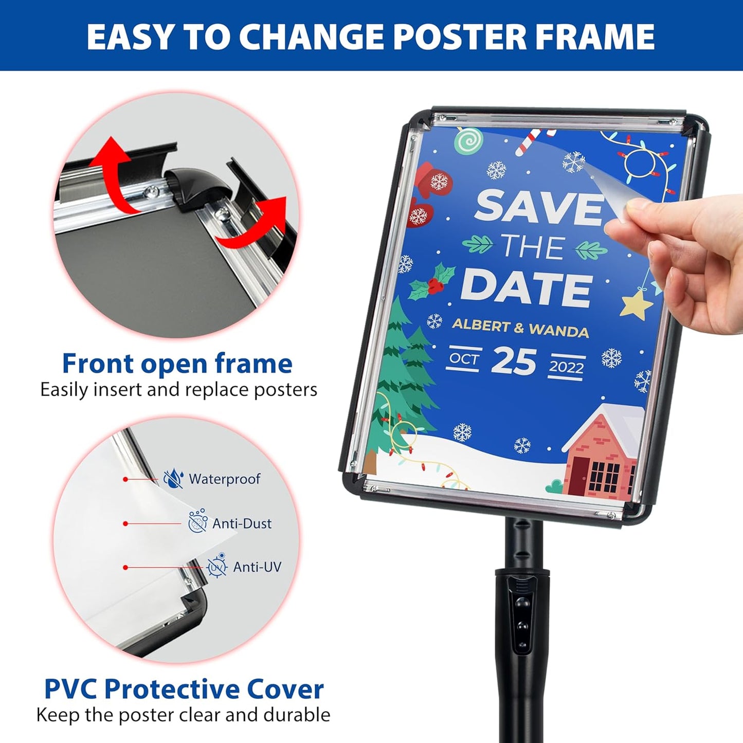 4 Packs 8.5x11 Inch Sign Stand - Adjustable Floor Standing Sign Holder, Pedestal Poster Stand for Vertical & Horizontal Display, Outdoor & Indoor Use for Business & Store Signage - Black