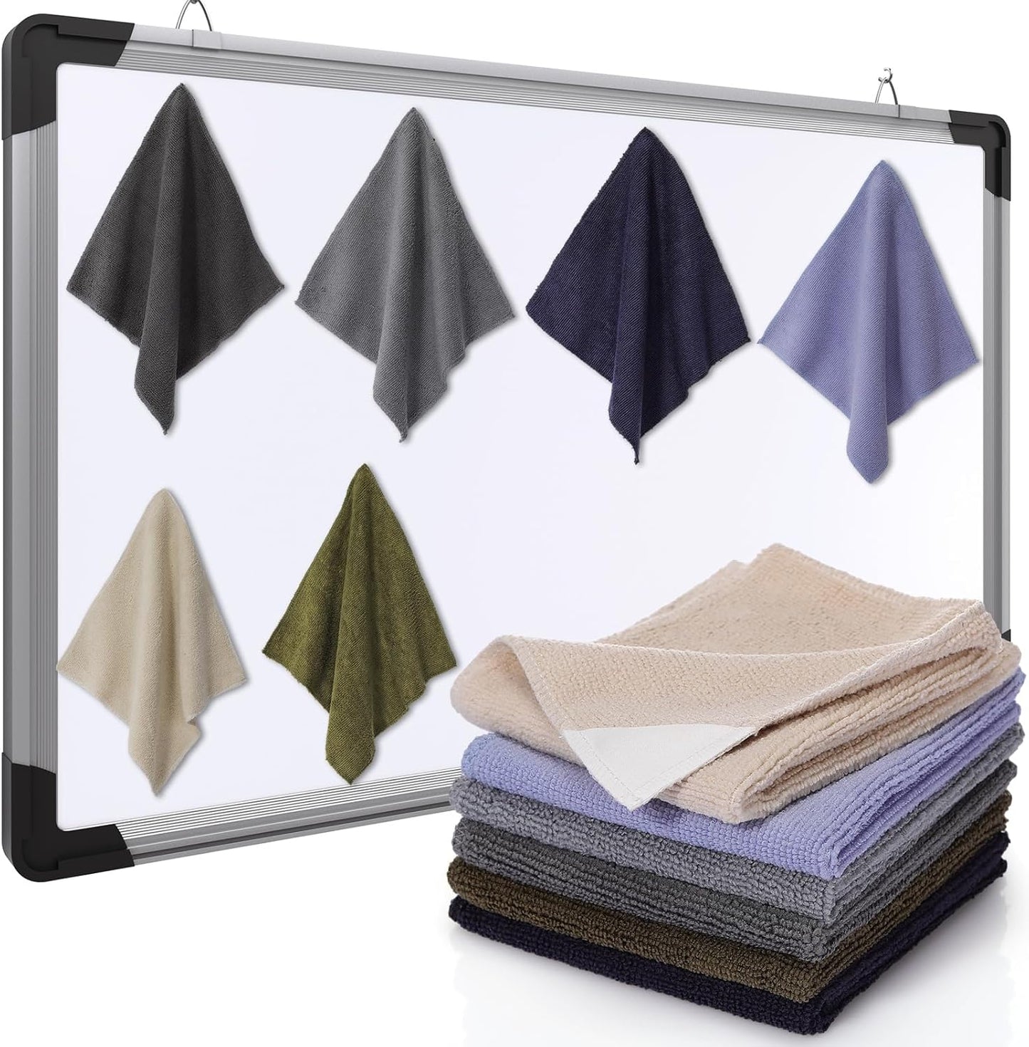 6 Pack Magnetic Whiteboard Cleaning Cloth Extra Strong Magnetism 10'' X 10'' Colorful Microfiber Dry Erase Cloth Reusable Washable Whiteboard Eraser for Classroom, Home and Office Use(Dark Color)