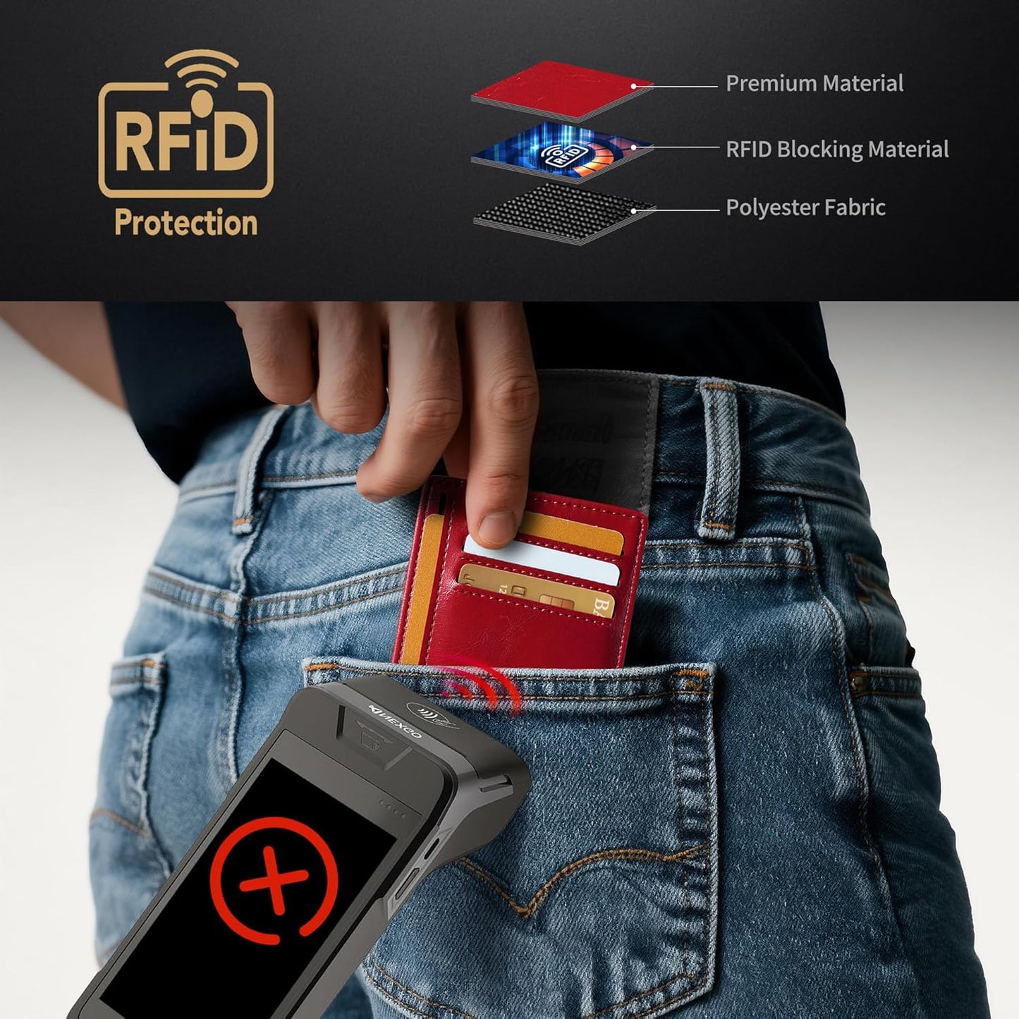 Mayski Slim Wallet, Credit Card Holder for Women, Minimalist Front Pocket RFID Blocking Card Cases, Small Wallet Women Men(Oiled Wax Cherry)