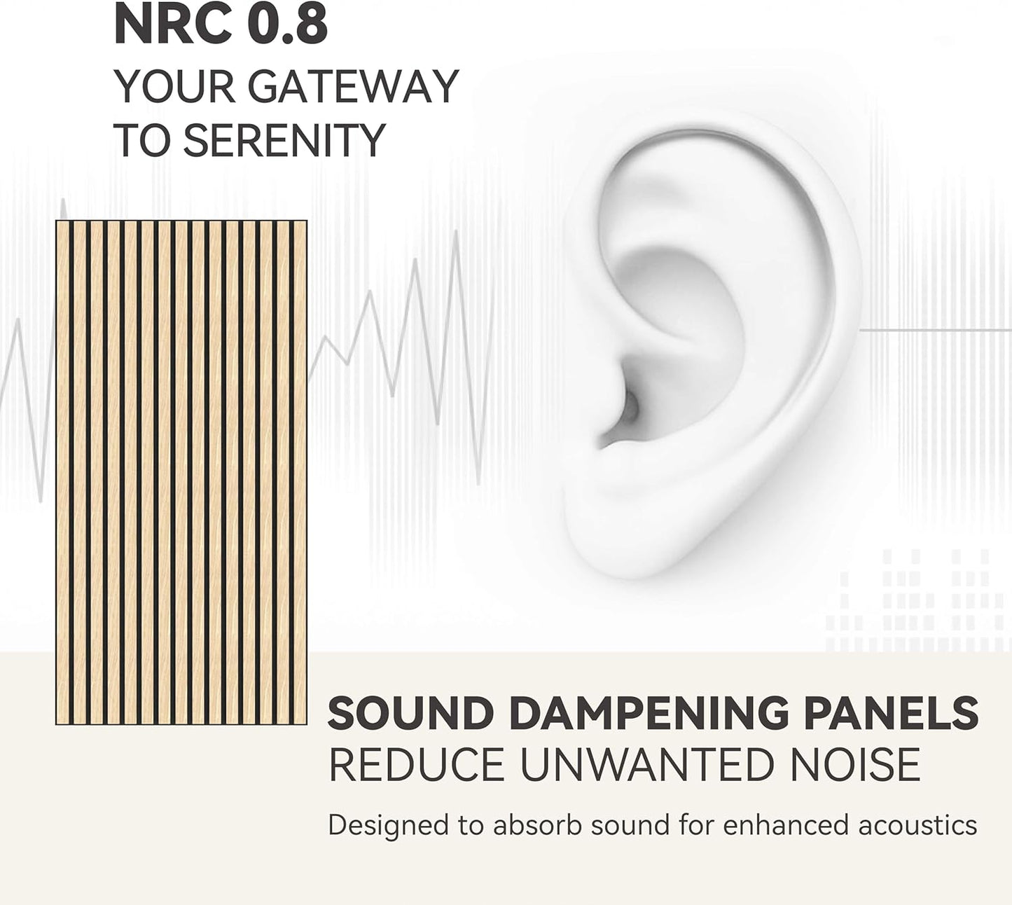 Upick MDF Acoustic Wall Panels Sound Absorbing, 4 Pack 48 x 24 inch Sound Proof Foam Wall Panels & Wood Slat Wall Panels for Interior Wall Decor, Oak