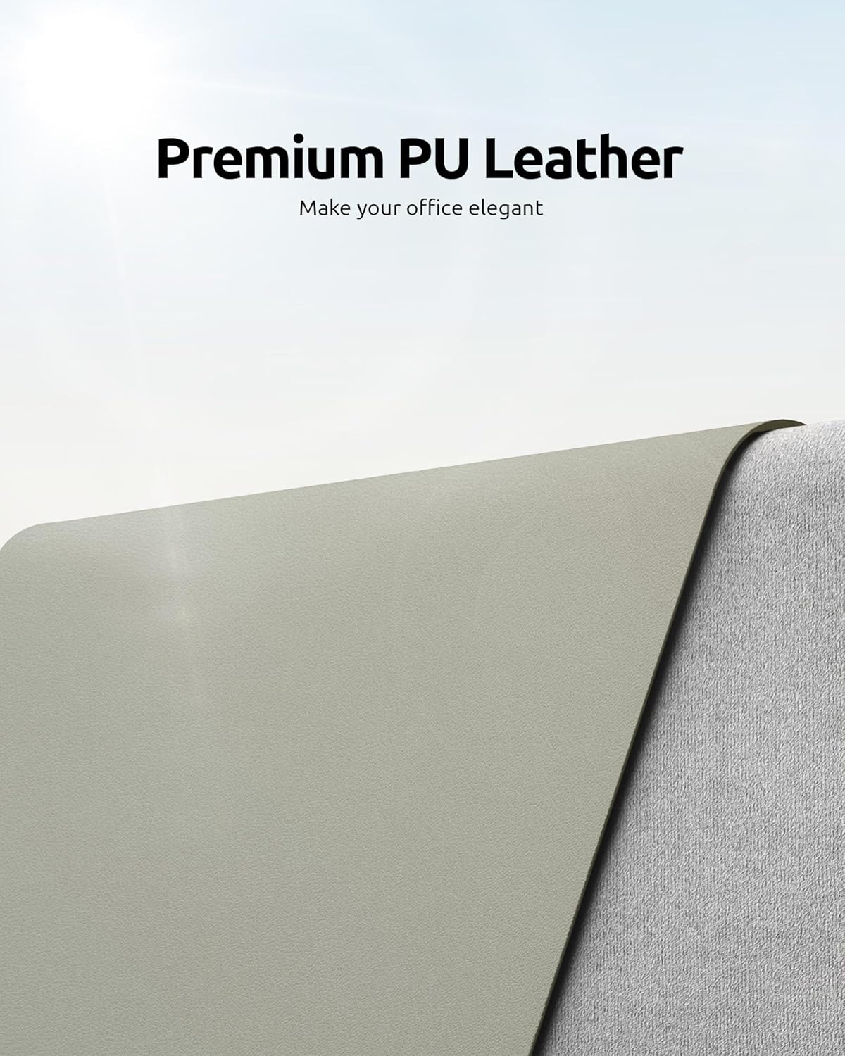 YSAGi Leather Desk Protector, Office Mat, Large Mouse Mat, Non-Slip PU Leather Blotter, Laptop Desk, Waterproof Writing Pad for Office and Home (Sage Green, 31.5" x 15.8")