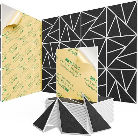22 pack Acoustic Panels With Self-Adhesive, 12"X 12"X 0.4"Sound Proof Foam Panels, Sound Panels High Density, Soundproof Wall Panels for Home Studio Office- WhiteBase + BlackFace V1