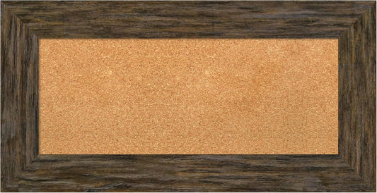 Amanti Art Natural Cork Board for Wall, 19x37 Vision Board with Brown Wood Frame, Medium Corkboard Office Decor for Home Organization, Country Rustic Corkboard Pinboard to Display Items for Home