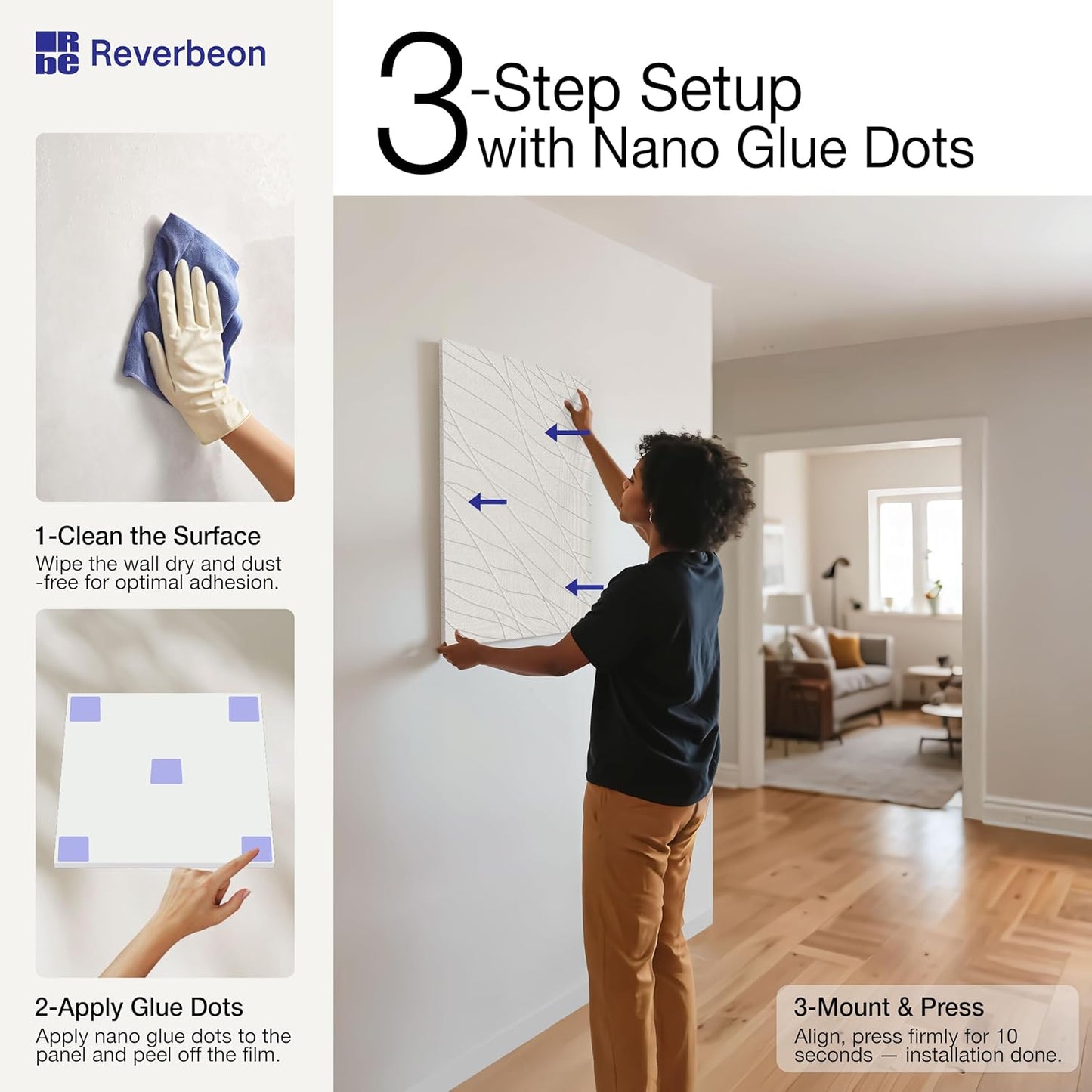 6 PCS Acoustic Panels, 23.6x23.6 Inch Sound Absorbing Panels, Decorative Acoustic Wall Panels for Recording and Home Studio, Office with Double-Sided Adhesive Tape