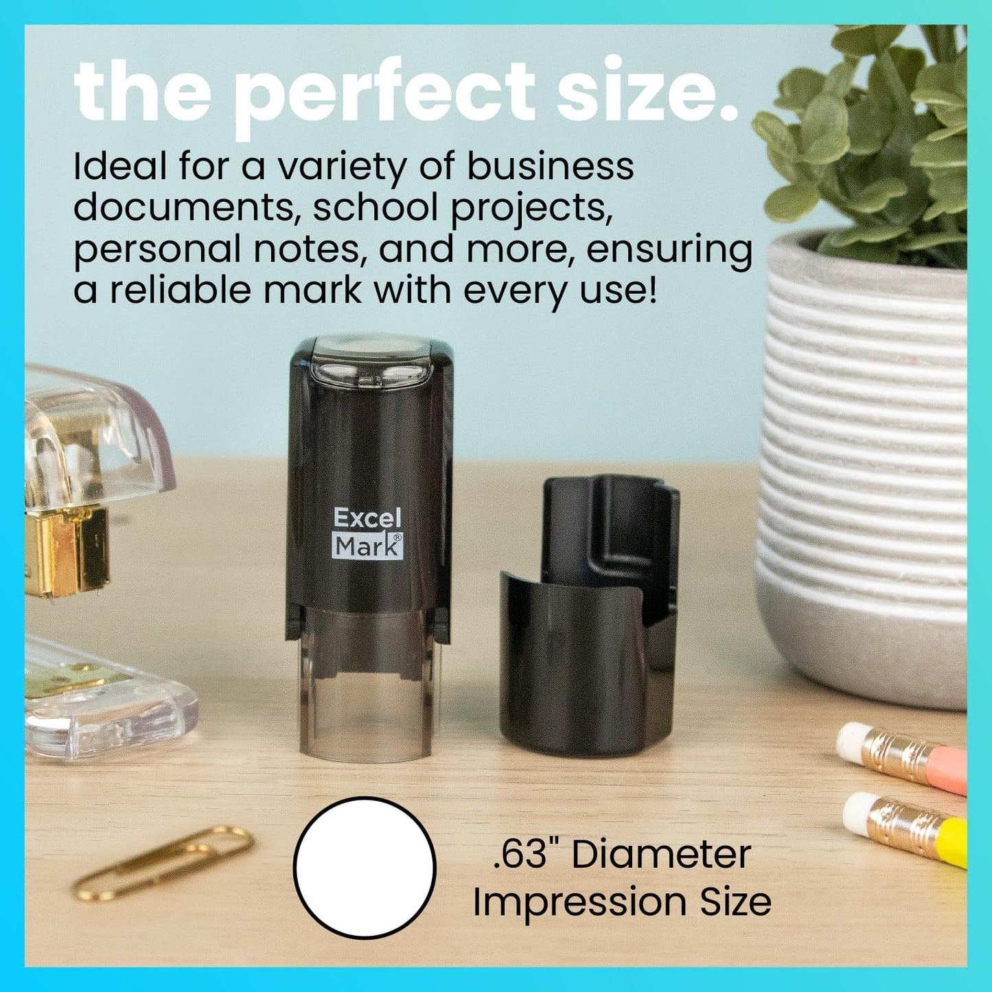 ExcelMark Round Teacher Stamp - Smiley FACE 1 - Green Ink