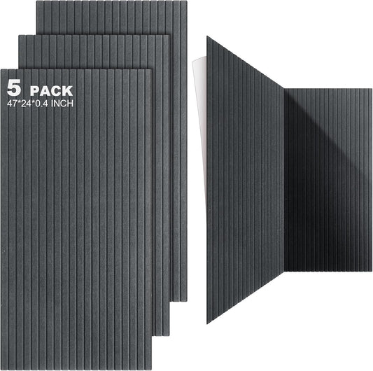 Woanger 5 Pack Large Acoustic Panels 47x24x0.4 Inch Sound Dampening Panels Self-Adhesive Noise Absorbing Sound Proof Wall for Echo Absorption for Home Studio Office Game Room(Gray)