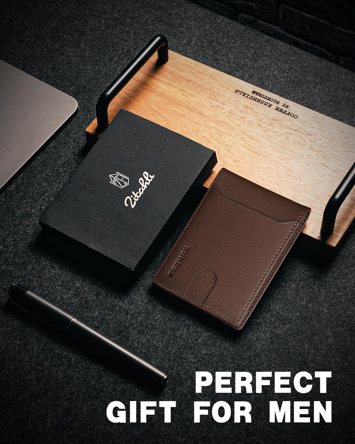 RUNBOX Novelty Wallet for Men Slim 11 Credit Card Holder Slots Leather RFID Blocking Small Thin Men's Wallet Bifold Minimalist Front Pocket Large Capacity Gift Box