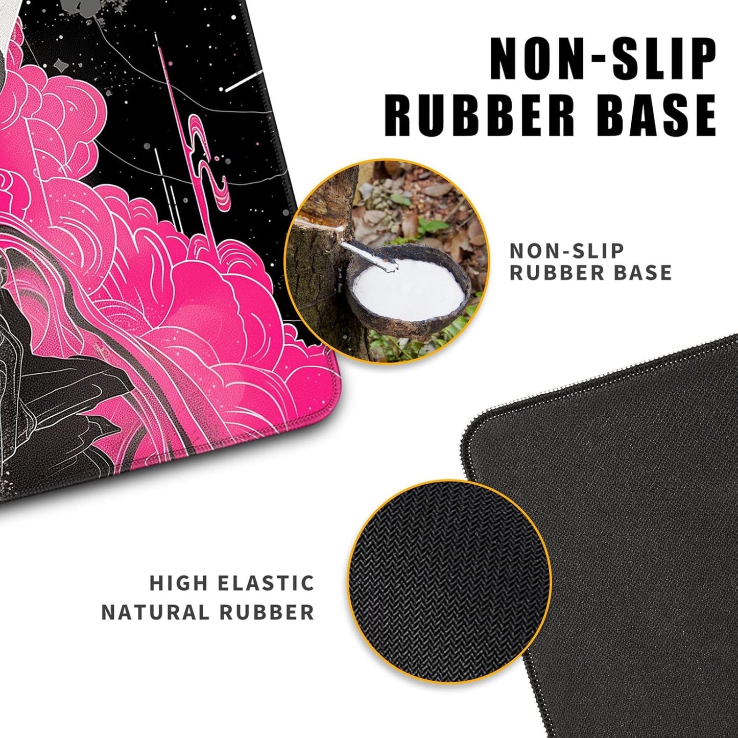 Future Kyoto Mouse Desk Pad Japanese Pink Desk Mat Desk Decor Black White Large Gaming Mouse Pad for Desk Mousepad Computer Office Keyboard Laptop Big Mouse Pad Xl-31.5x11.8 in