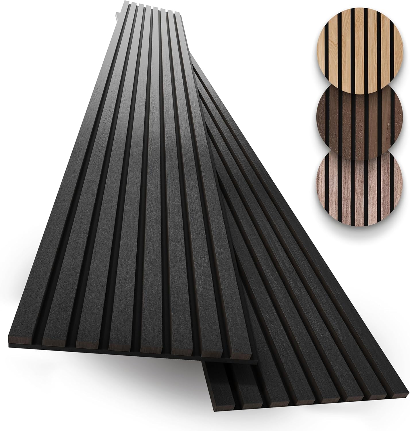2-Pack Acoustic Wall Panels - Wood Slat Wall Decor - Soundproof Panels