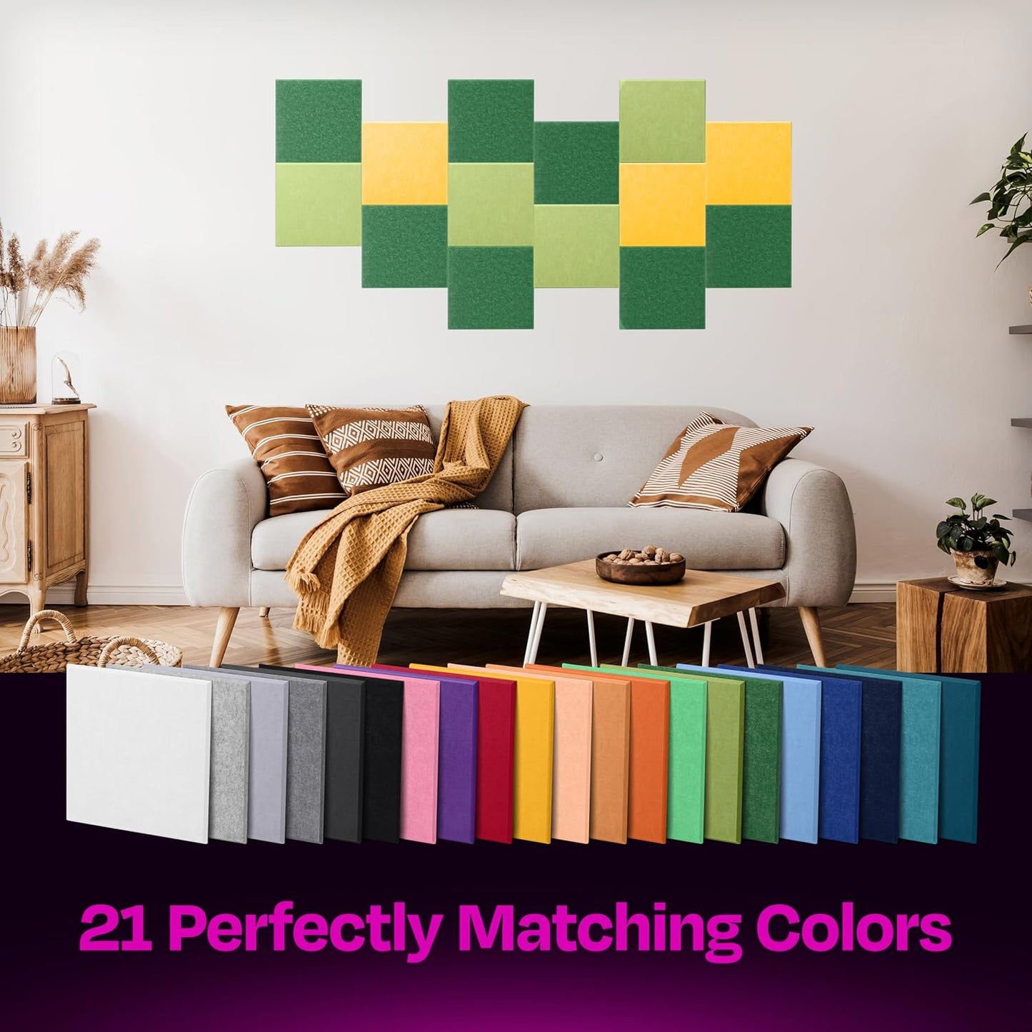 Acoustic Panels 12-Pack Soundproof Wall Panels 12"X12"X0.4" Sound Panels High Density Sound Dampening Panels - [Dark Green Square]