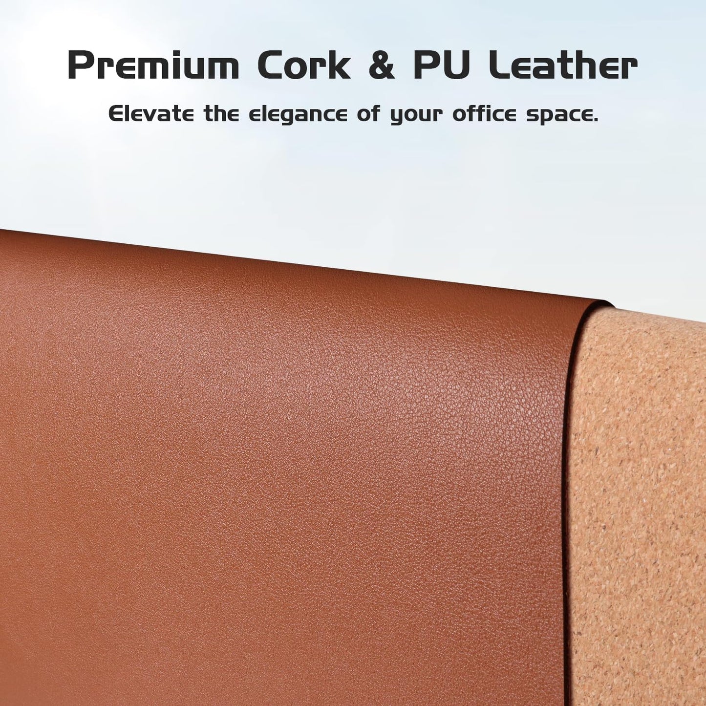 Aothia Dual-Sided Desk Mat - Leather & Cork Desk Protector, Large Mouse Pad & Writing Pad for Office/Home, Maple Brown (37.8"x17")