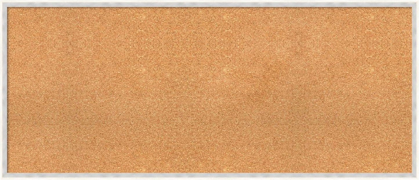Amanti Art Natural Cork Board for Wall, 21x49 Vision Board with White Frame, Oversize Corkboard Office Decor for Home Organization, Modern Corkboard Pinboard to Display Items for Home Organization in