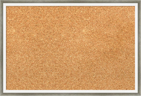 Amanti Art Natural Cork Board for Wall, 13x19 Vision Board with Silver Wood Frame, Small Corkboard Office Decor for Home Organization, Modern Corkboard Pinboard to Display Items for Home Organization