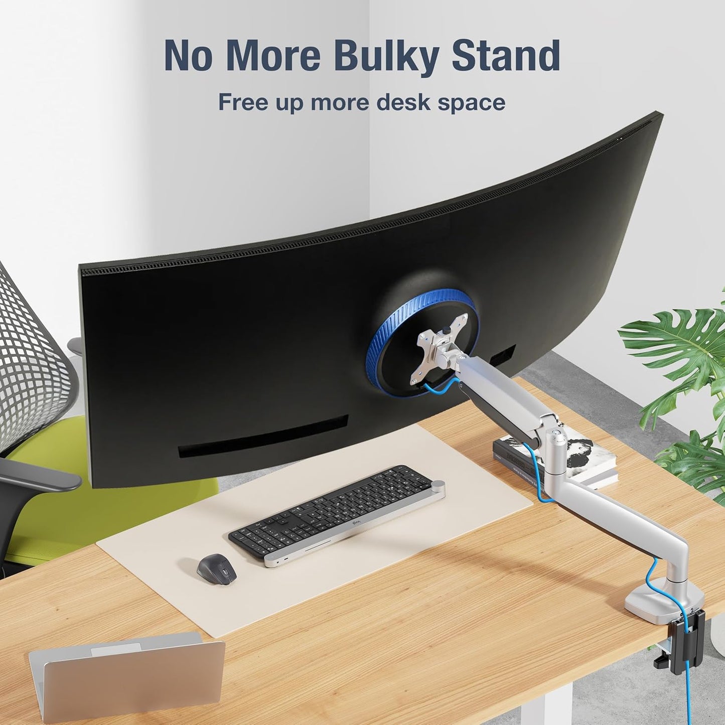 AVLT Single 17"-45" Monitor Arm Desk Mount Premium Mechanical Spring fits One Flat/Curved/Ultrawide Monitor Full Motion Height Swivel Tilt Rotation Adjustable, Gray