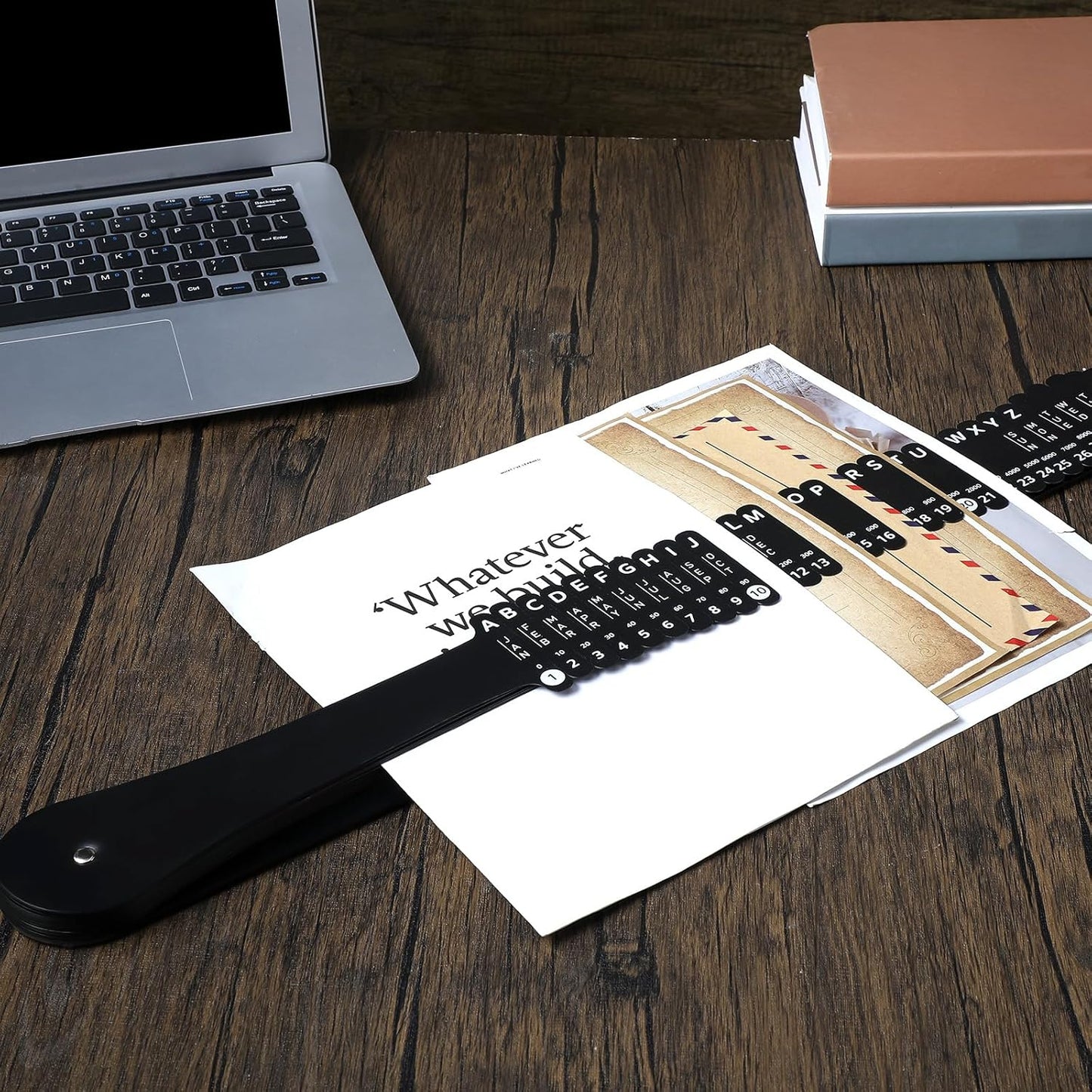 PerKoop Plastic All Purpose Document Sorter Alphabetical File Organizer Compact Upright Space Saving Paper Organizer for File Office, Black, 2.52 x 23.5 inches(2 Sets)