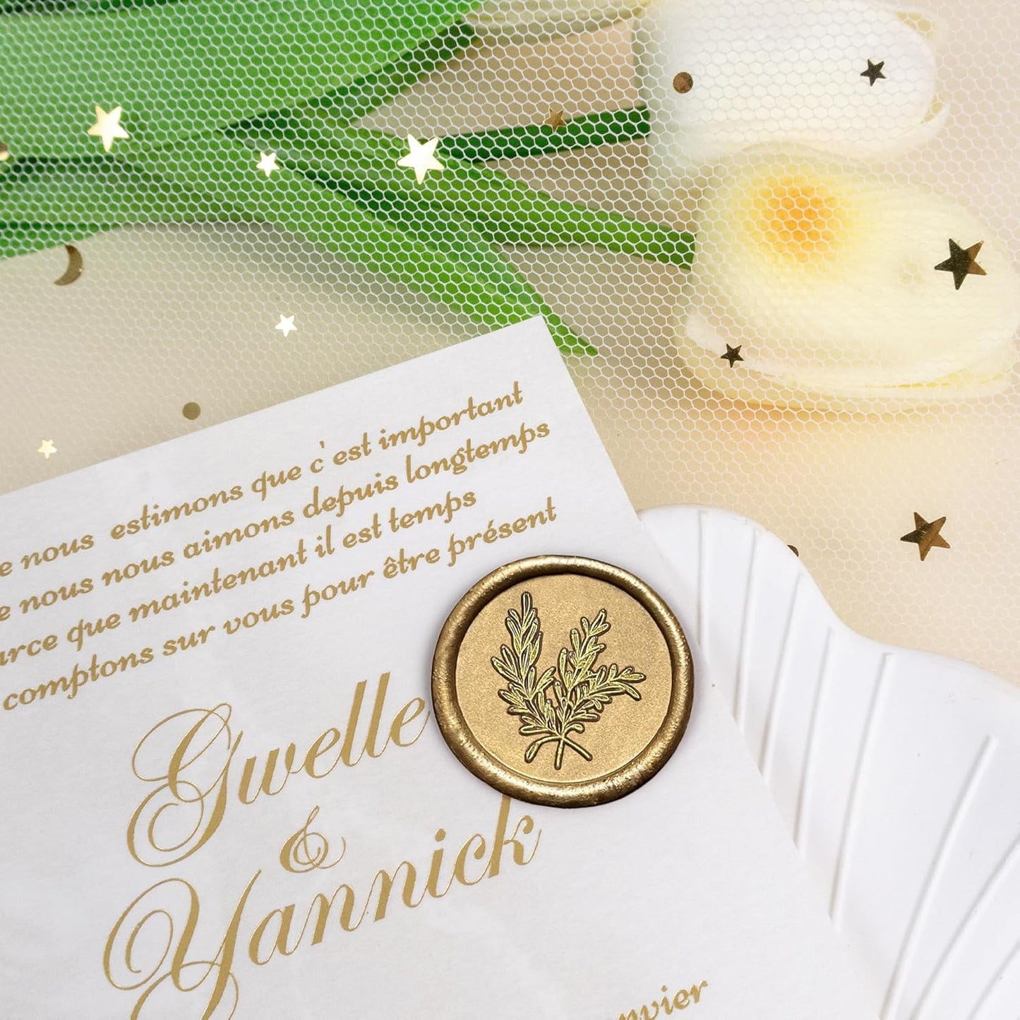 25Pcs Wax Seal Stickers Handmade Envelope Seals Self Adhesive Wax Stickers for Wedding Party Invitations, Envelope, Gift Wrap, Christmas(Rosemary Style, Bronze)