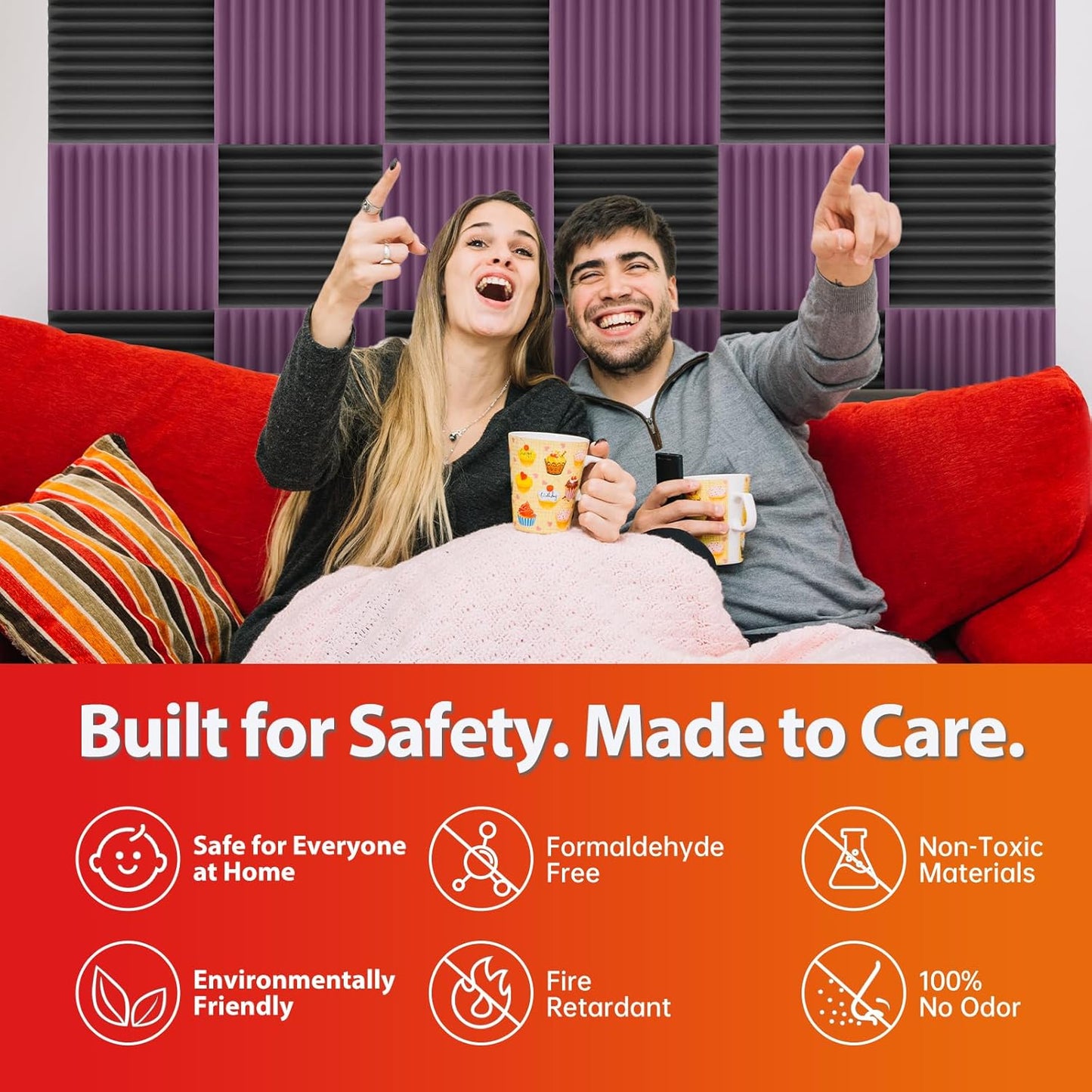 12 Pack Acoustic Panels – Sound Proof Foam Panels for Wall 12"x12"x1", Flame Retardant Wedge Acoustic Foam, High-Density Sound Absorbing Panels for Home Studio(Purple, 1" Thick 12 Pack)