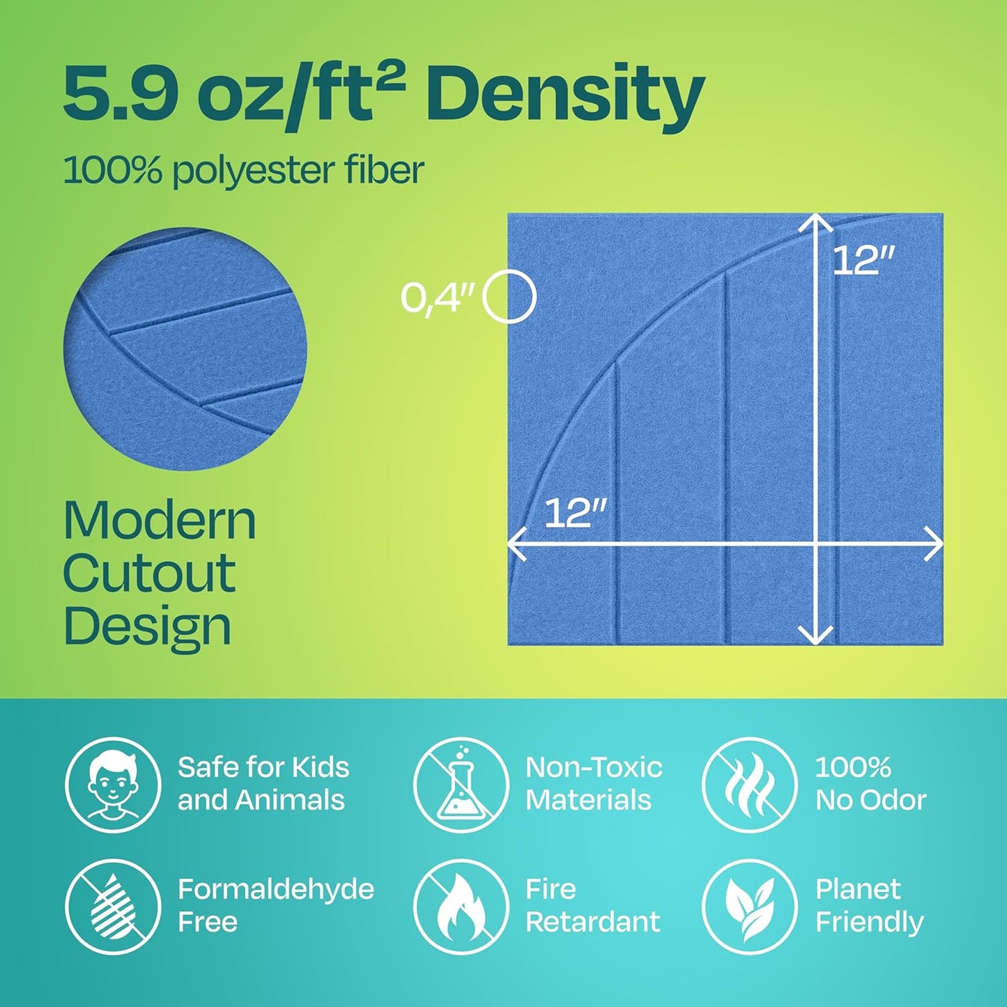 Acoustic Panels 12-Pack Soundproof Wall Panels 12"x12"x0.4" Decorative Sound Dampening for your Home, Office, Studio, Bedroom & More with Unique ModuArc Carving [Grand Blue]