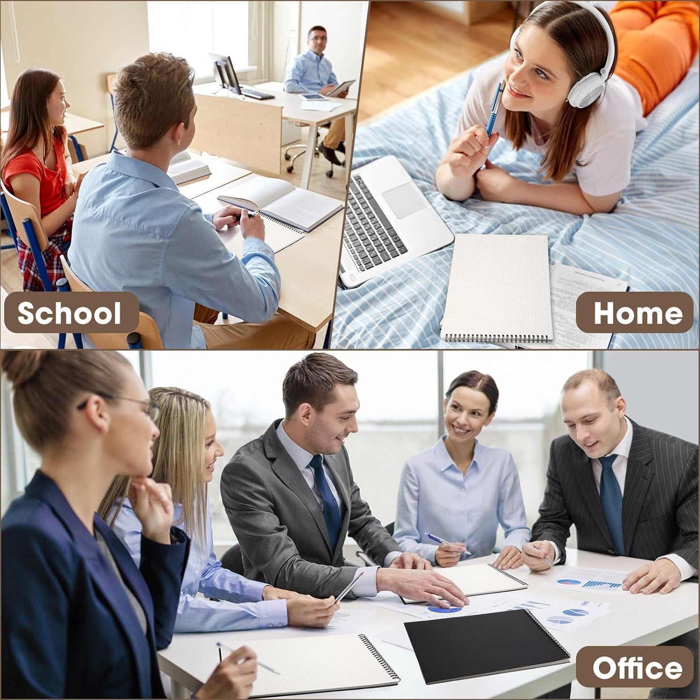 1 Pack Top Spiral Graph Paper Notebooks 8.7 X11.4 Inch A4 Grid Paper Notepad 70 Sheet Memo Steno Pad for Engineering Writing Sketching Drawing School Office Supplies (Black)