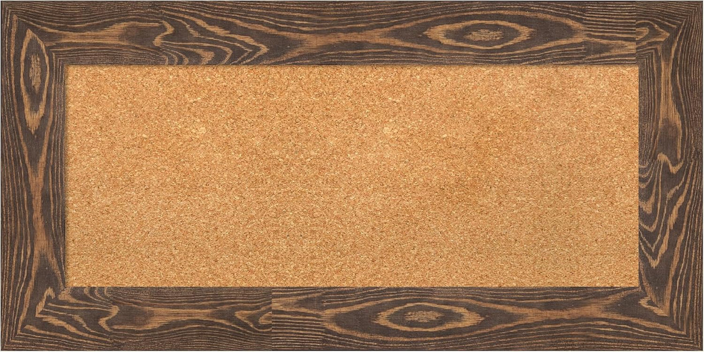 Amanti Art Natural Cork Board for Wall, 18x36 Vision Board with Brown Wood Frame, Medium Corkboard Office Decor for Home Organization, Country Rustic Corkboard Pinboard to Display Items for Home