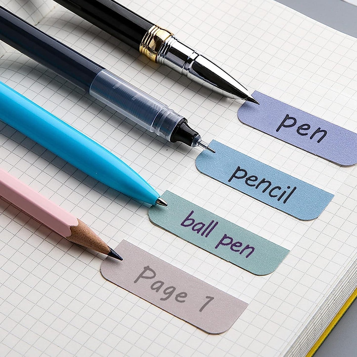 AccEncyc 960 Pcs Colored Index Tab 0.5"x1.1" Large Book Sticky Tabs Repositionable Page Tabs Flags Page Markers Labels for Notebooks, Filing, Classification,12 Colors