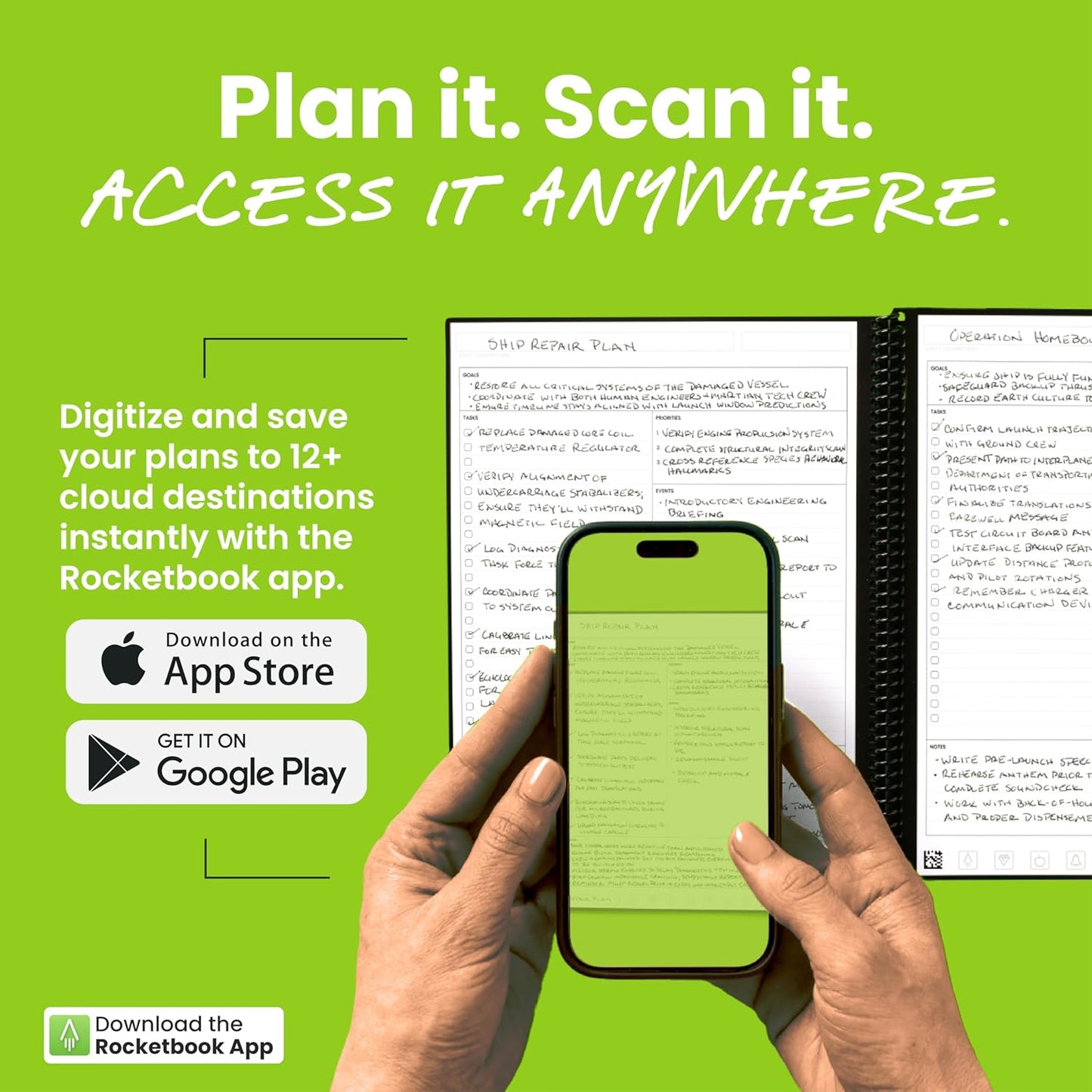 Rocketbook Flex Planner, Reusable Undated Smart, Letter Size 8.5x11 in Navy Blue – Daily, Weekly, Monthly, Annual Calendar, Tasks, Goals, Scheduling, Productivity, App Connected, Erasable, Durable Cover