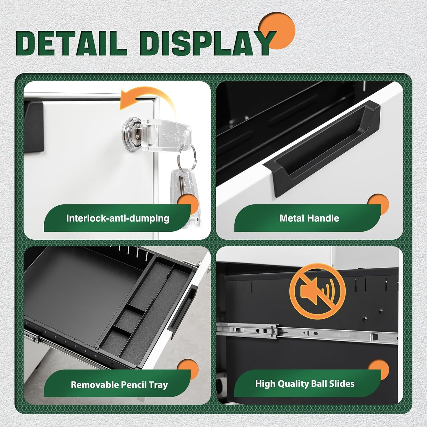 Letaya 3 Drawer Mobile File Cabinet with Lock,Under Desk Metal Small Filing Cabinets for Home Office Organizer Letters/Legal/A4(Fully Assembled Except Wheels-White)