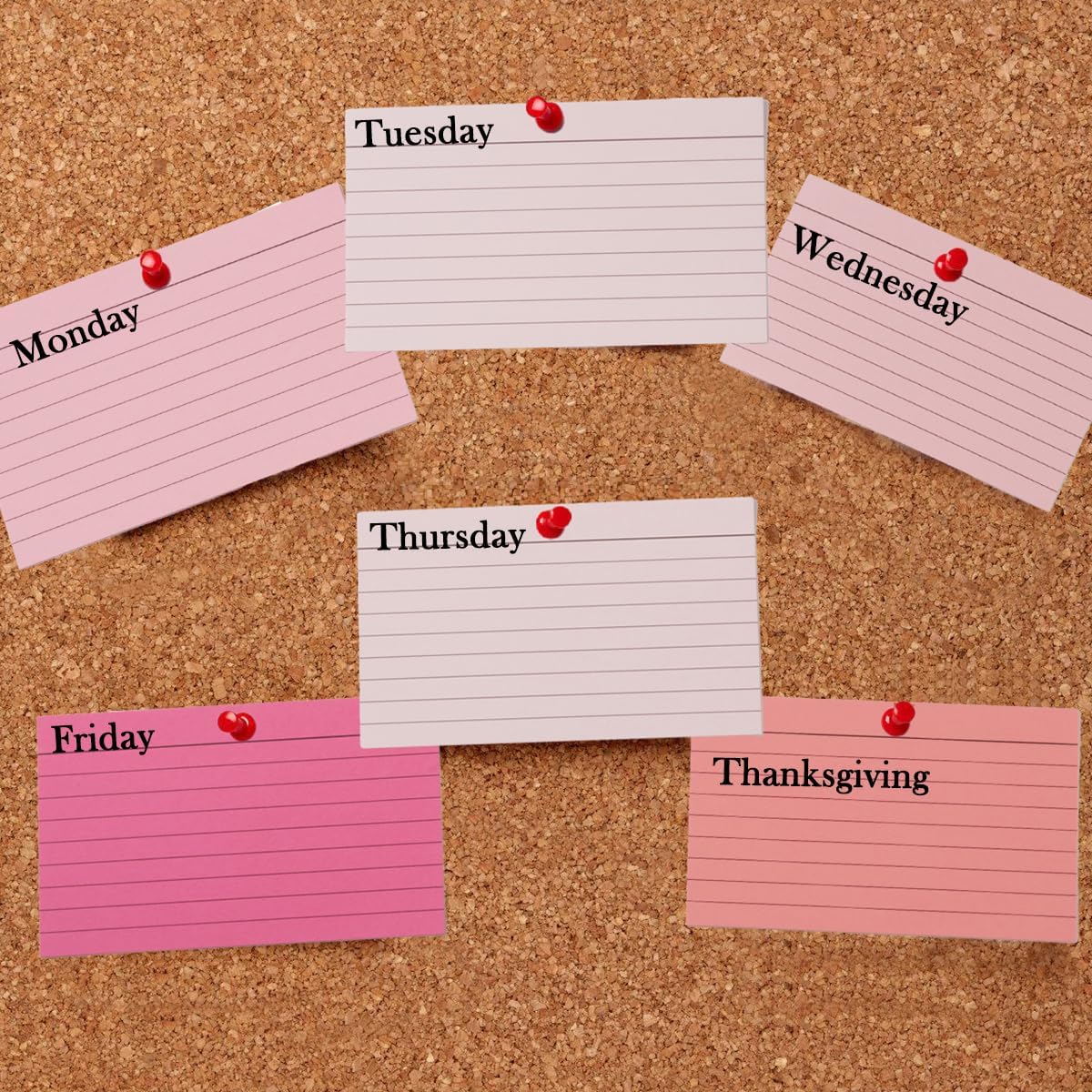 100 Sheets 3x5 Colored Ruled Note Cards Index Cards, 250 GSM Heavy Flashcards, 5 Pink