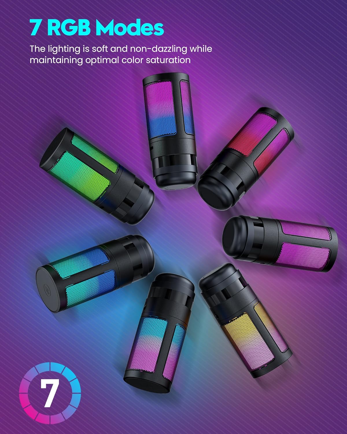 Gaming Microphone, USB PC Mic for Podcasts Videos, Streaming, Condenser Mic with Quick Mute, Tripod Stand, Pop Filter, RGB Indicator, Shock Mount, Rotate gain button, Compatible with PS4/5/PC