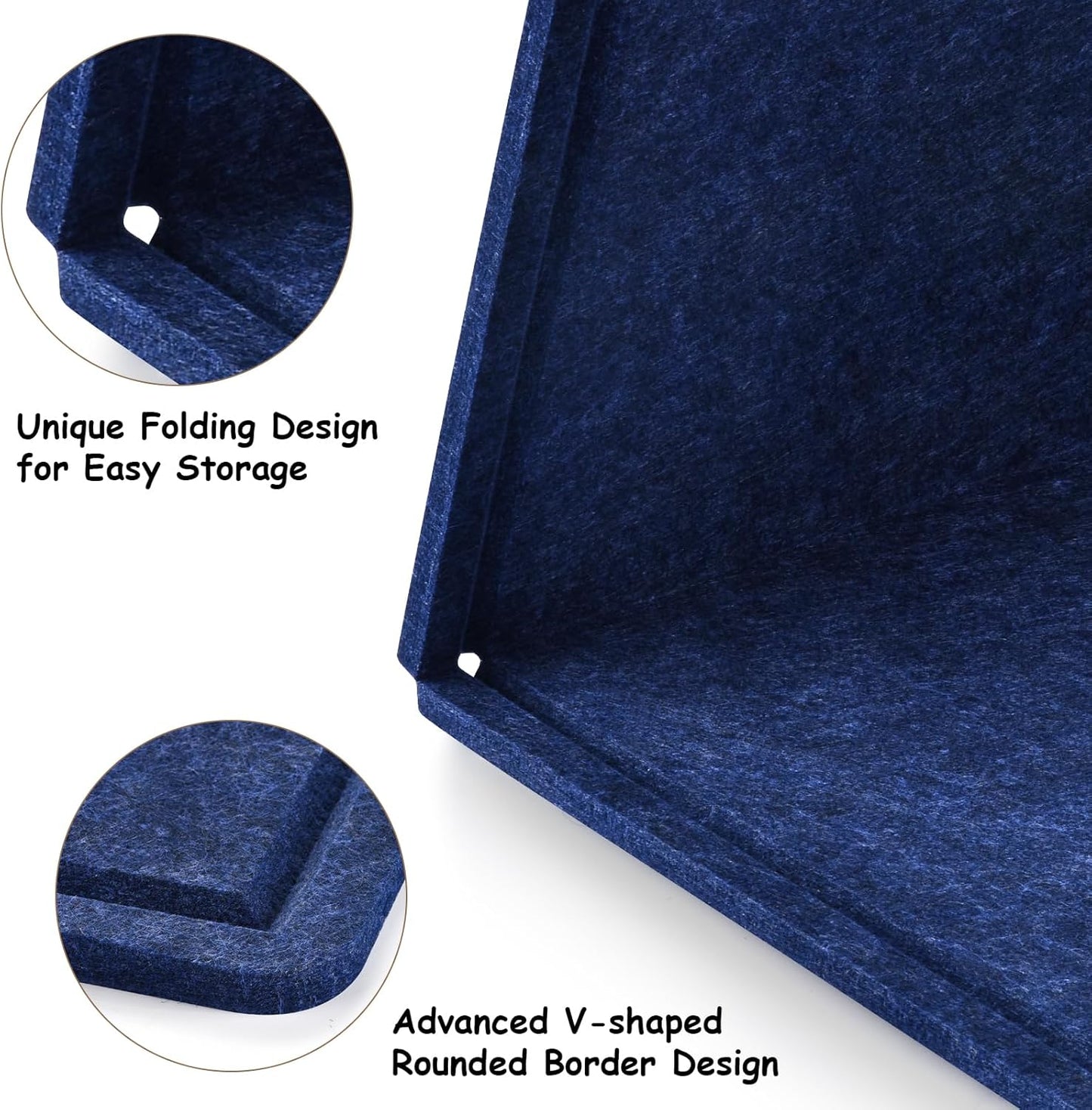 Large Bulletin Board, 72x48 Inches Cork Board Alternative, Large Felt Board Decorative Pin Board for Wall, Foldable Photo Board Self-Adhesive Vision Board with 36 Pushpins Dark Blue