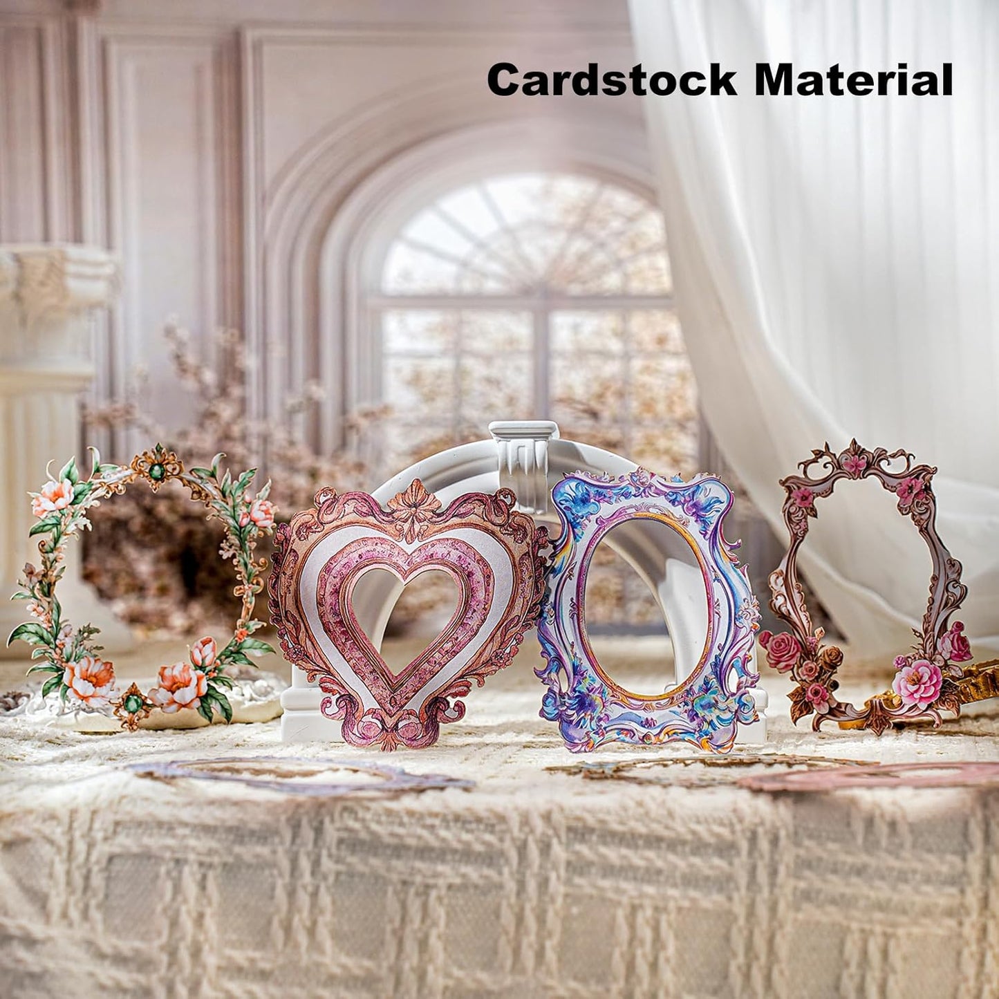 Baroque Frame Sticker Set, 60PCS Vintage Cardstock Borders for Scrapbooking, Journaling, DIY Crafts, and Planners