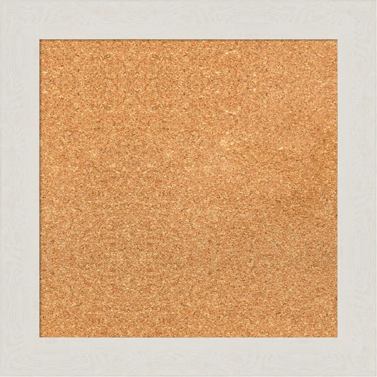 Amanti Art Natural Cork Board for Wall, 19x19 Vision Board with White Frame, Small Corkboard Office Decor for Home Organization, Country Rustic Corkboard Pinboard to Display Items for Home