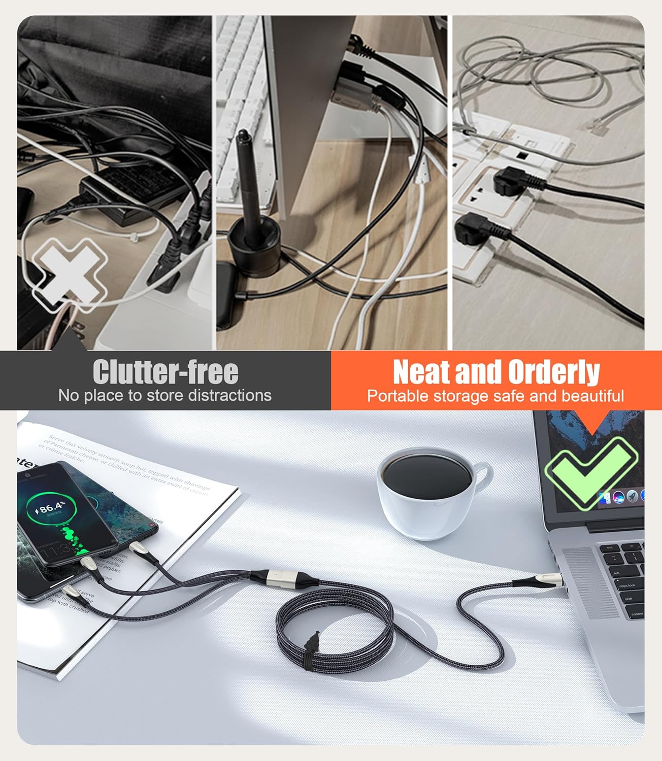 Nearockle 24Pcs Silicone Cable Ties Cord Organizer, 4.5" Reusable Cute Christmas Ties for Bundling Electrical Wire in Home, Office, School, Travel Essentials (Multicolor)