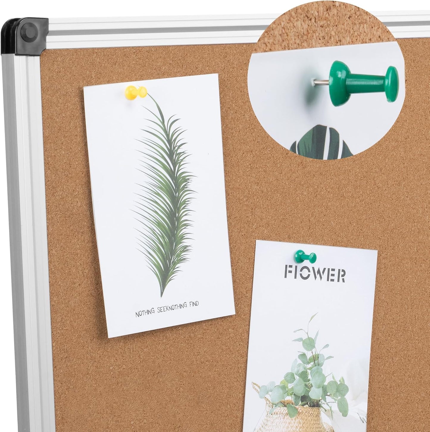 Board2by Extra Large Cork Bulletin Board 60" X 48", Foldable Notice Pin Board for Wall, Silver Aluminum Framed 5'x4' Corkboard, Wall Mounted Noticeboard with 36 Push Pins for School, Home & Office