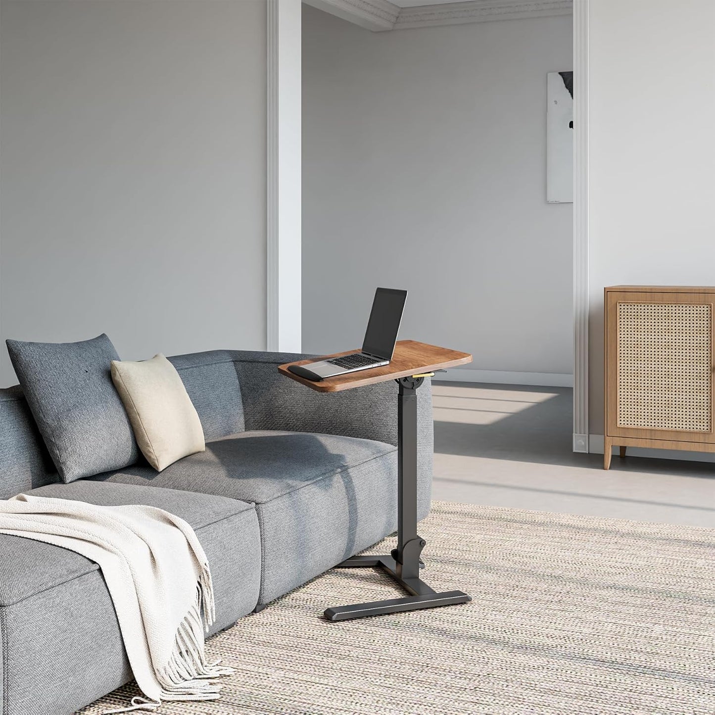 Mobile Folding Desk 25 Inch - No Assembly Sit-Stand Desk,Height Adjustable Rolling Laptop Desk, Space-Saving Portable Desk with Wheels for Home Office Craft & Study, Brown