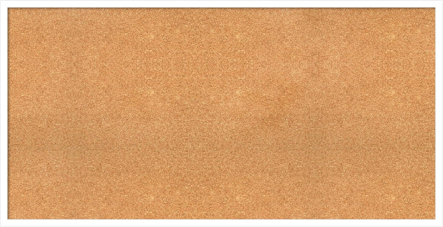 Amanti Art Natural Cork Board for Wall, 25x49 Vision Board with White Frame, Oversize Corkboard Office Decor for Home Organization, Modern Corkboard Pinboard to Display Items for Home Organization in