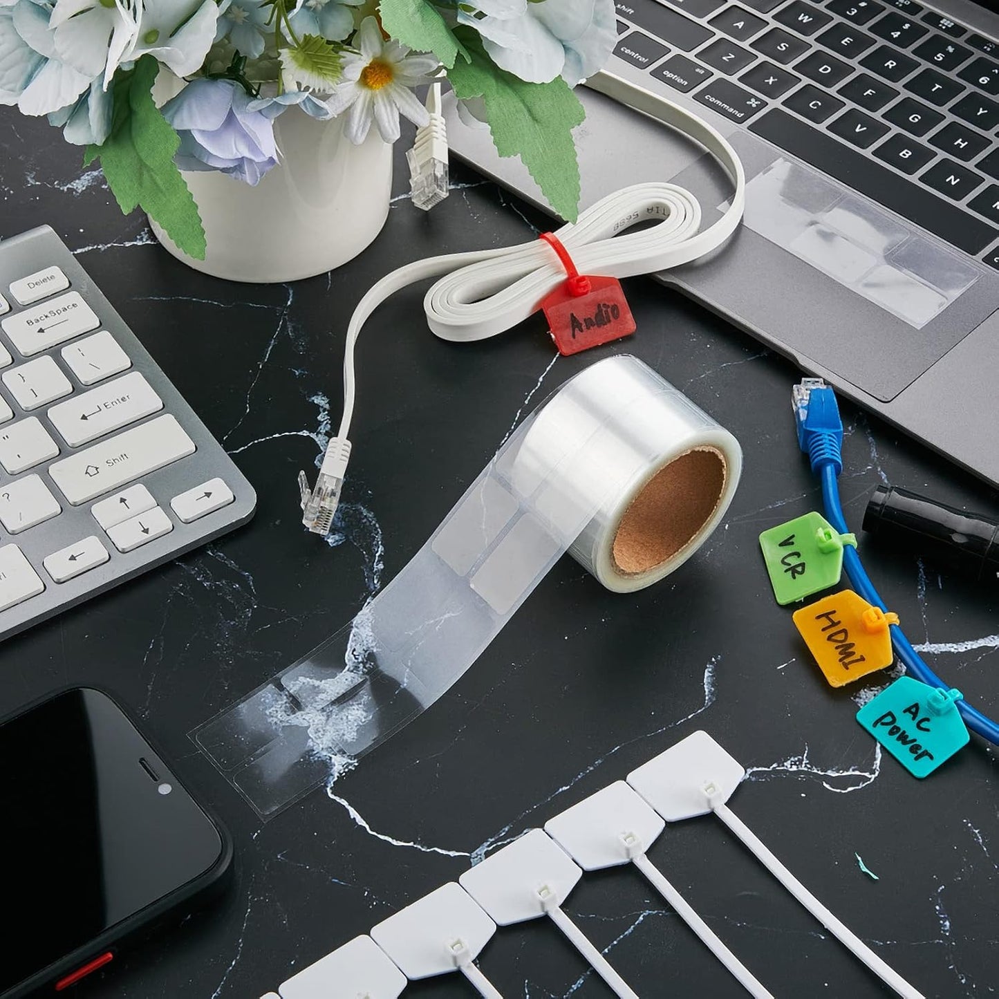 500 Pieces Label Protector Clear Labels Wafer Seals Waterproof 0.59 x 0.98 Inch Back to School Clear Covers for Protecting Barcodes, Numbers and Stickers