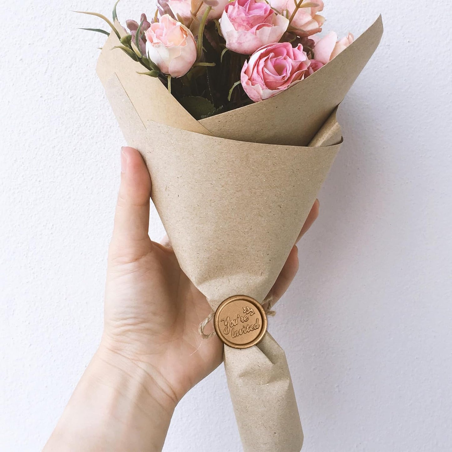 25 Pcs Handmade Wax Seal Stickers, Wedding Invitation Envelope Seal Stickers, Perfect for Invitation, Christmas, Gift Wrapping(You‘re Invited Style, Antique Gold Wax)