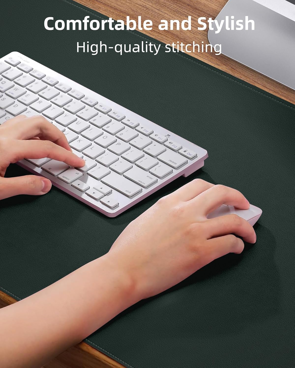 Non-Slip Desk Pad,Mouse Pad,Waterproof PVC Leather Desk Table Protector,Non-Slip PU Leather Desk Blotter, Easy Clean Laptop Desk Writing Mat for Office Work/Home/Decor(Dark Green, 24" x 13.7")